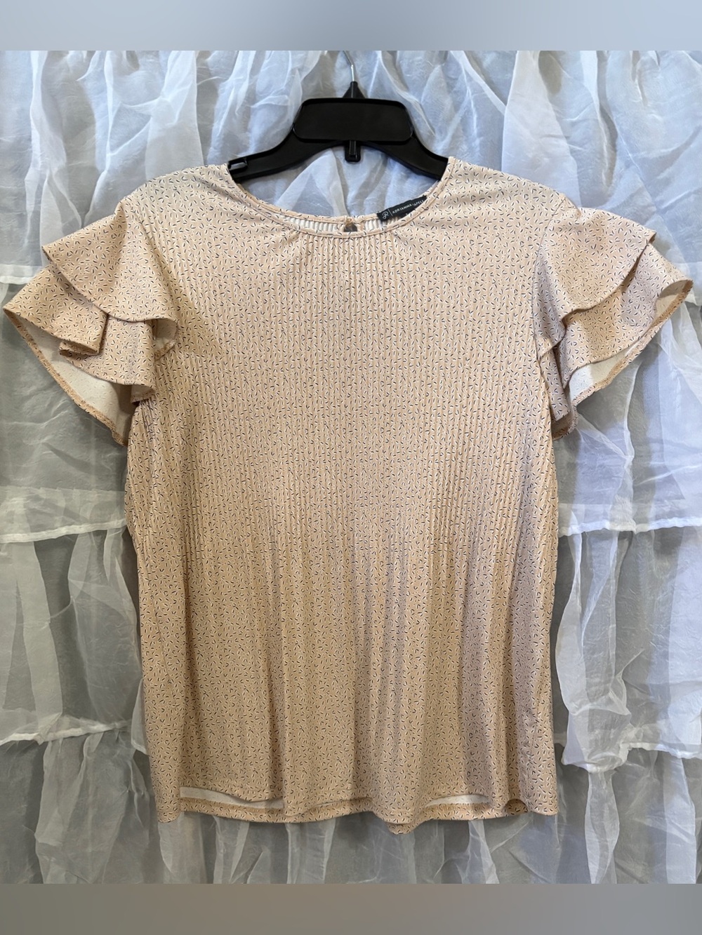 Adrianna Papell Blush Pink Ruffle Sleeve Blouse
